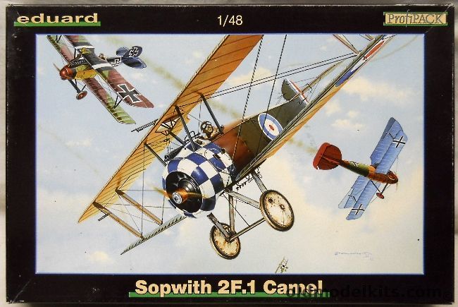 Eduard 1/48 Sopwith 2F.1 Camel Profipack - Cpt BA Smart Tondern Raid July 19 1918 / Ltn. RE Keys No 212 Sq Parasite Fighter Under HMA R23 Airship Pulham Airship Base Nov 1918 / N6620 RNAS Great Yarmouth 1918, 8058 plastic model kit